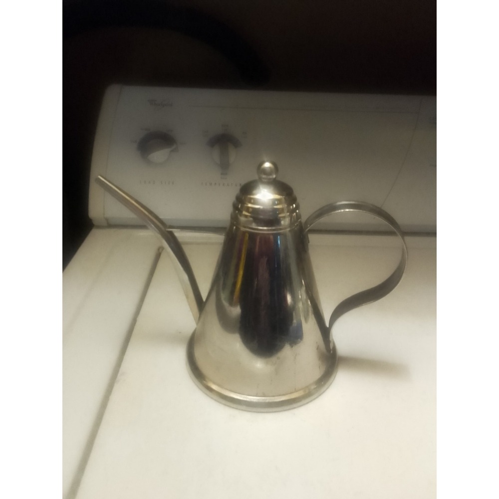Vintage Sleek Portuguese Stainless Teapot 8" X 6 Made In Portugal